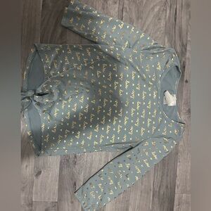 Blue Sweatshirt with Gold 'Love' Foil Print